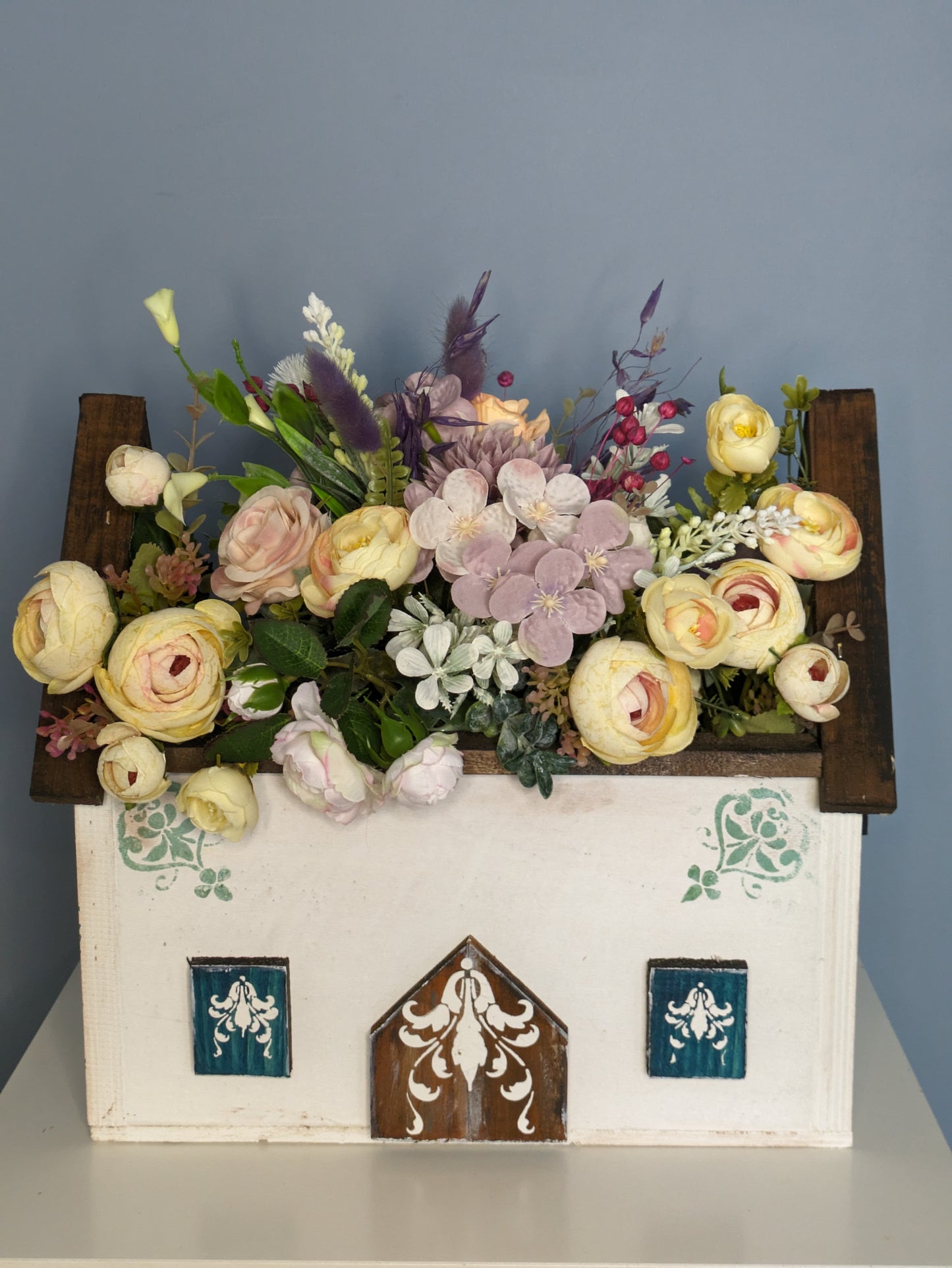 Handcrafted Wooden Flowerpot - House Shaped