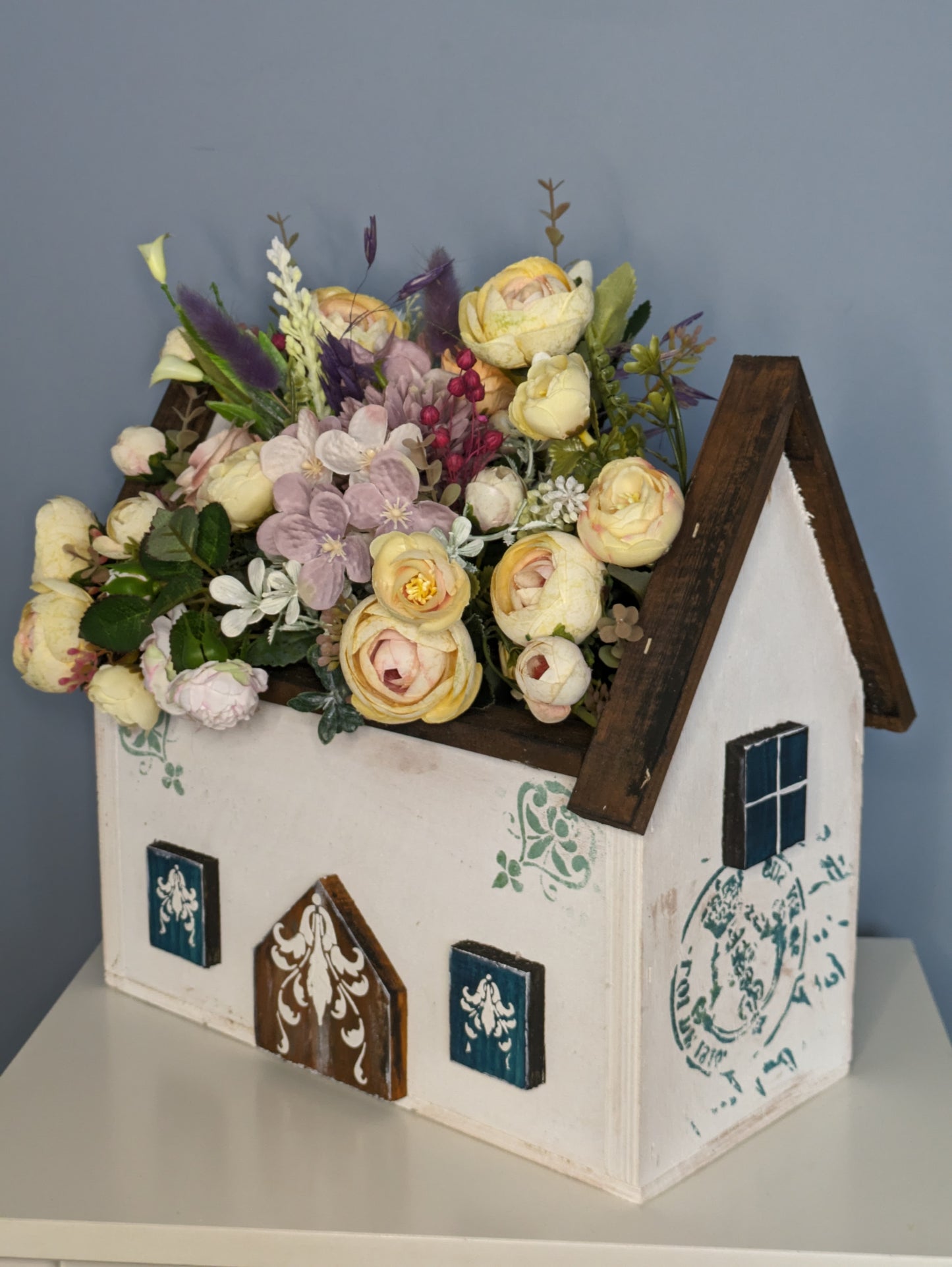 Handcrafted Wooden Flowerpot - House Shaped
