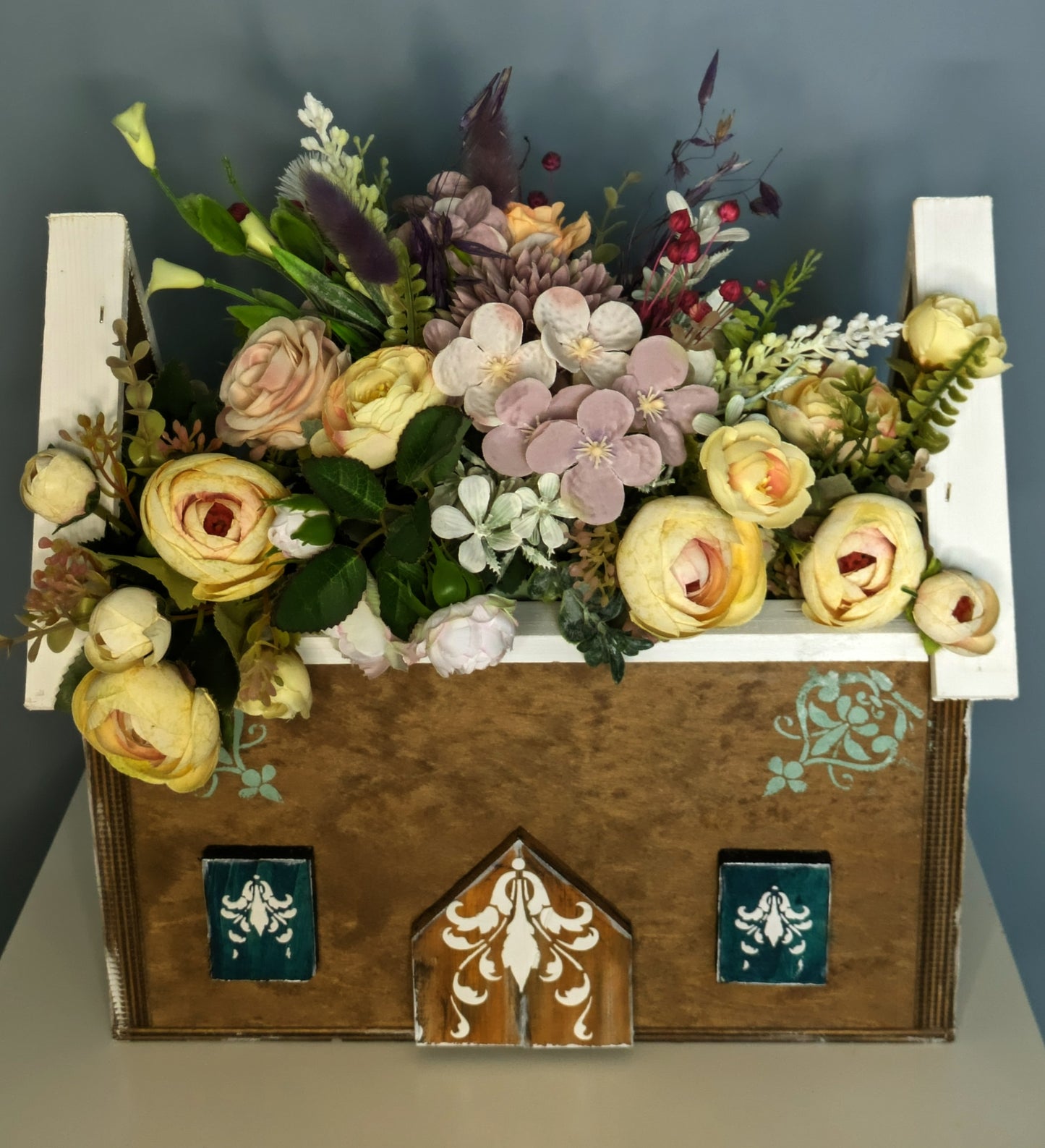 Handcrafted Wooden Flowerpot - House Shaped