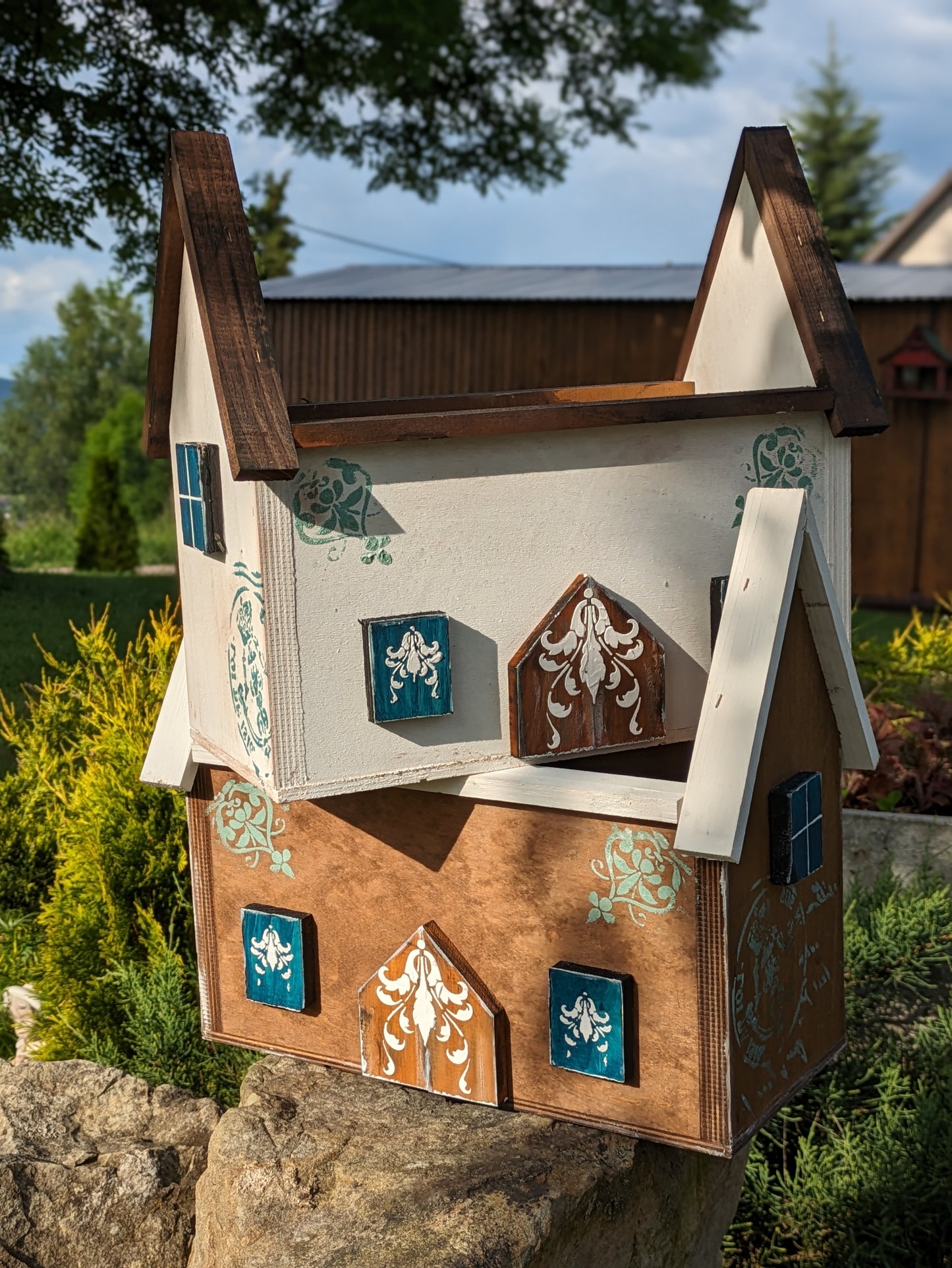 Handcrafted Wooden Flowerpot - House Shaped