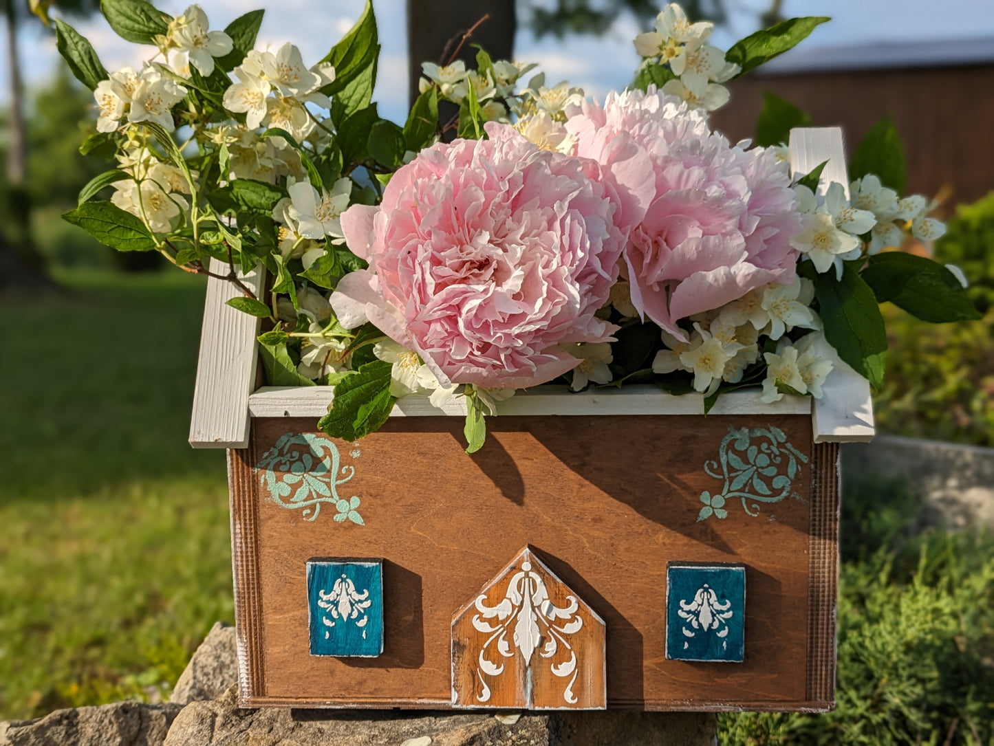 Handcrafted Wooden Flowerpot - House Shaped