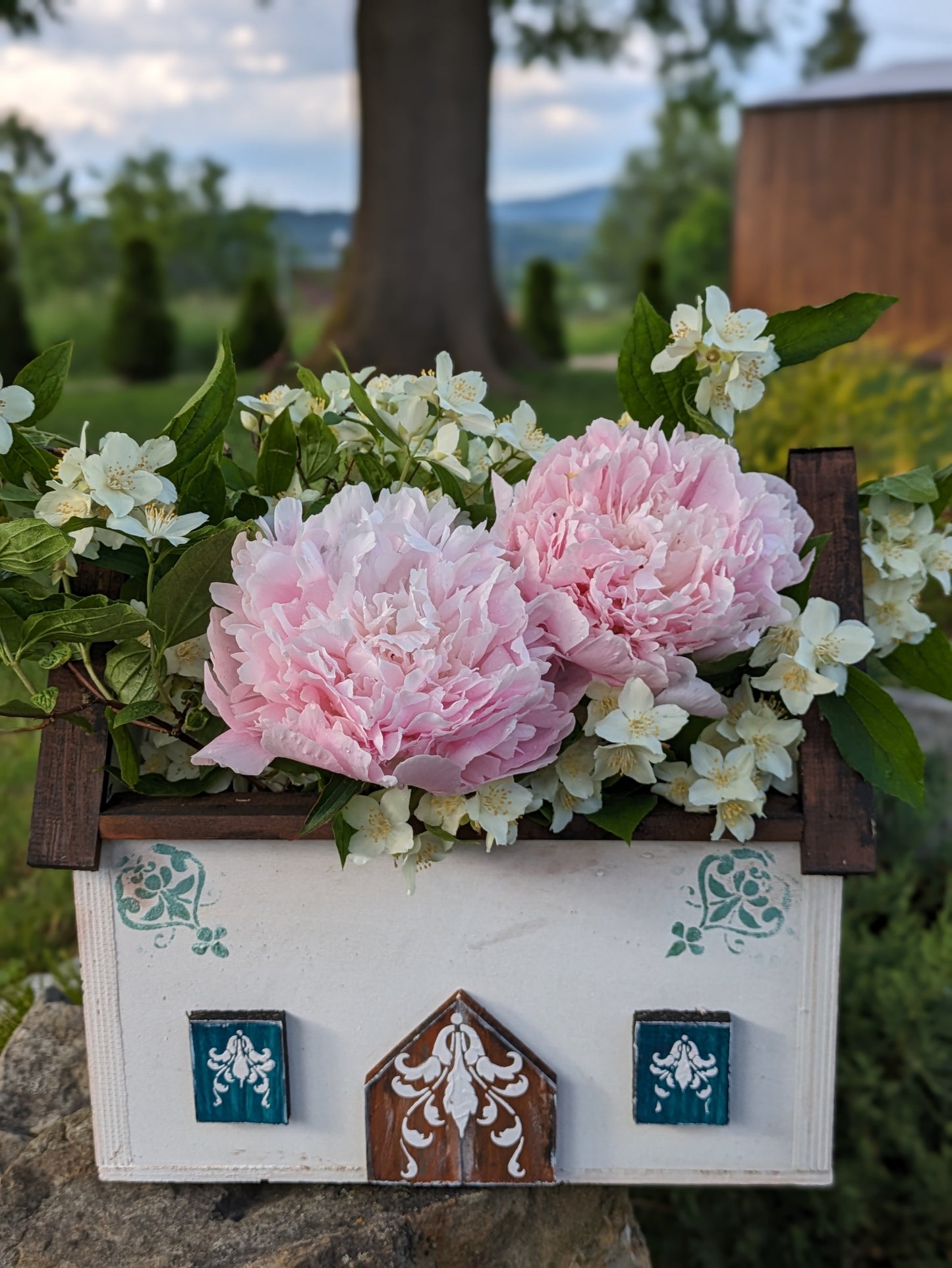 Handcrafted Wooden Flowerpot - House Shaped